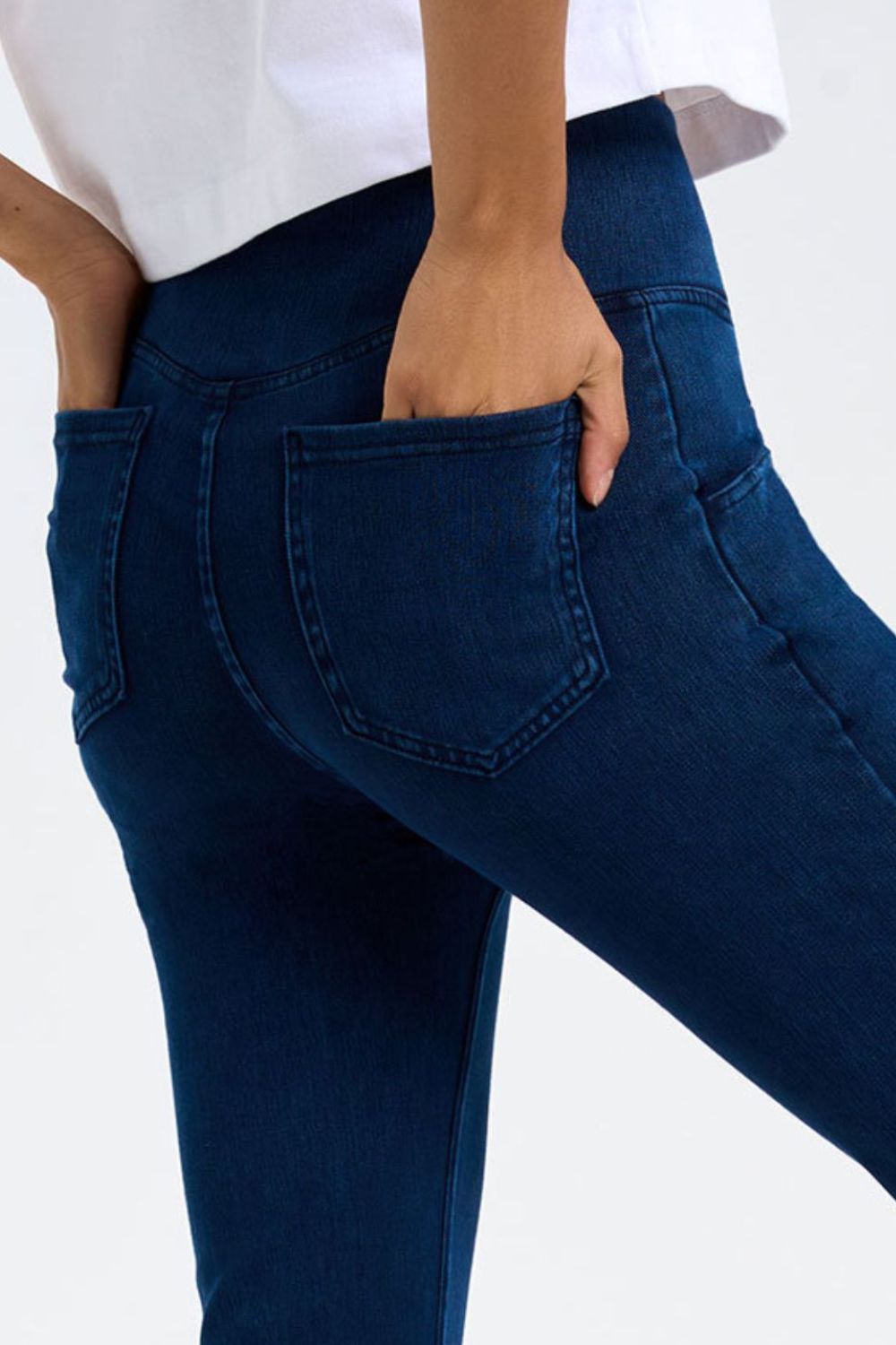 Basic Bae Pocketed Highly Stretchy Bootcut Jeans