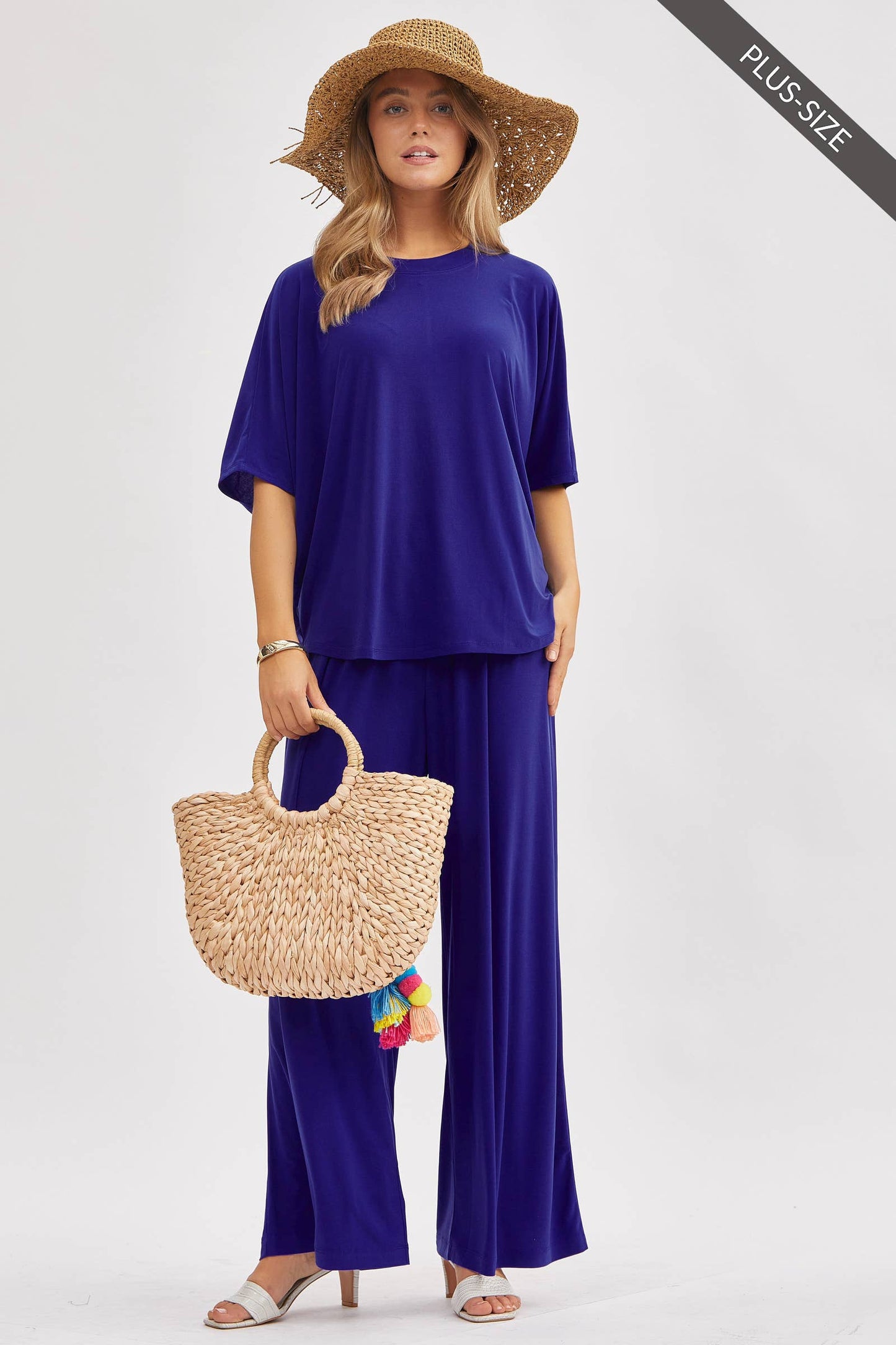 PLUS SIZE Flowy Top + Wide Leg Set TRVSET-COASTAL