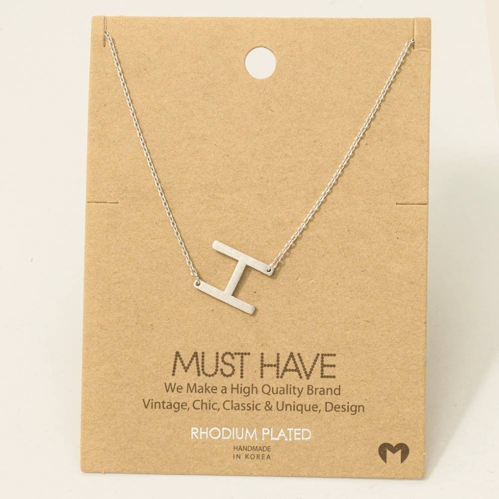 Brushed Initial Pendant Necklace