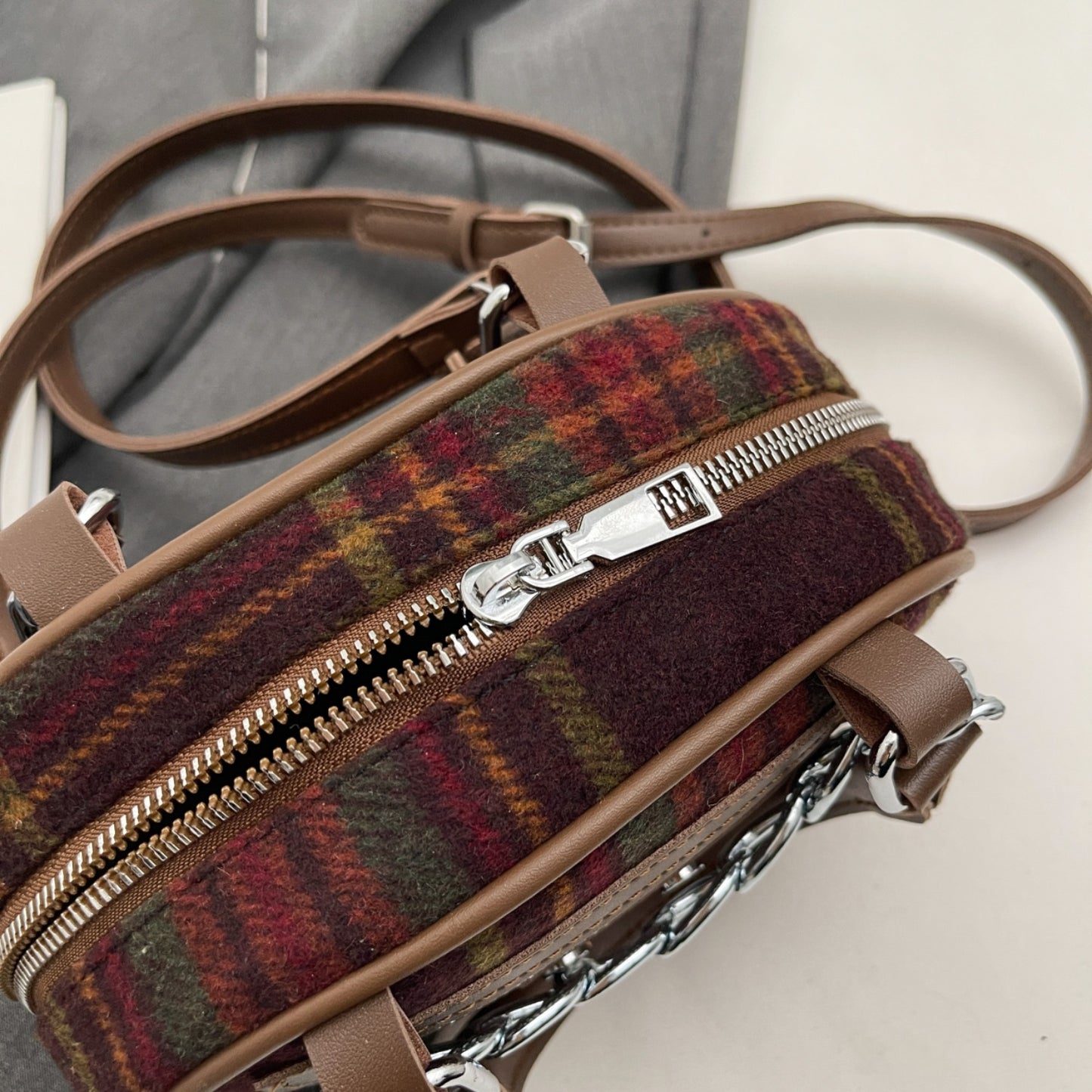 Plaid Print Crossbody Bag