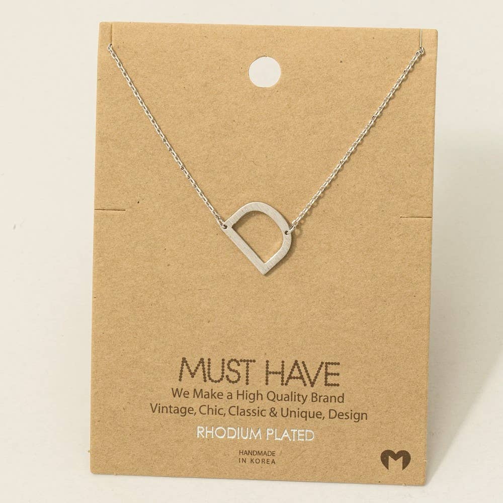 Brushed Initial Pendant Necklace