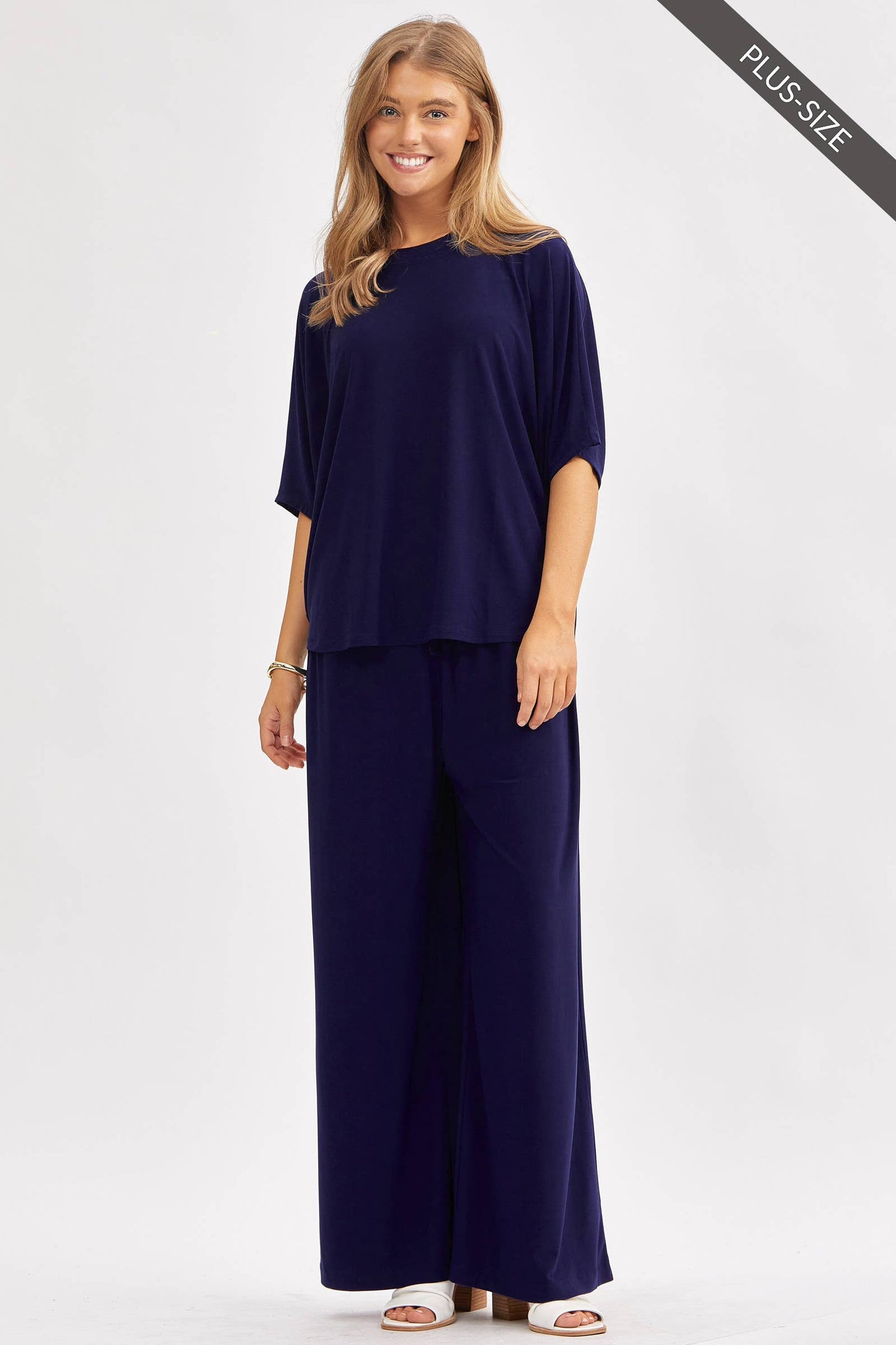 PLUS SIZE Flowy Top + Wide Leg Set TRVSET-COASTAL