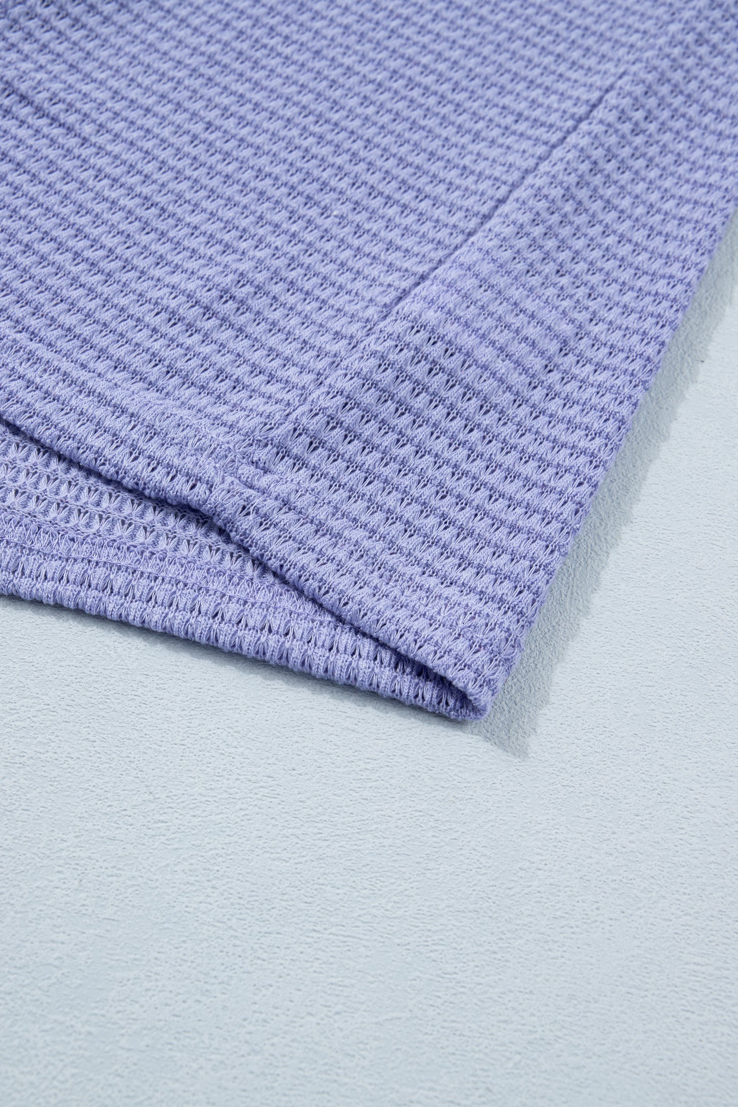 V Neck Short Sleeve Waffle Knit Top Plus Size