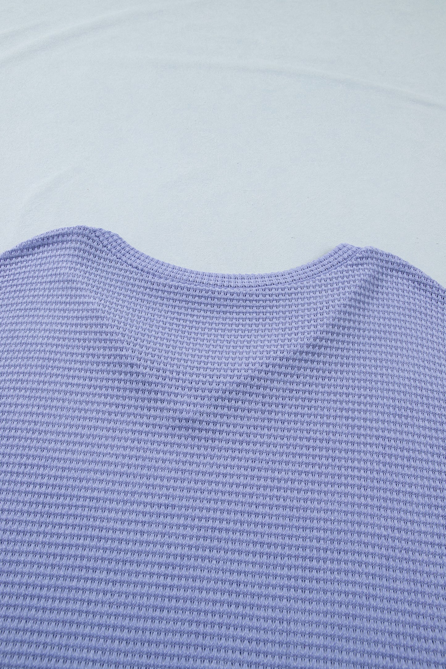 V Neck Short Sleeve Waffle Knit Top Plus Size