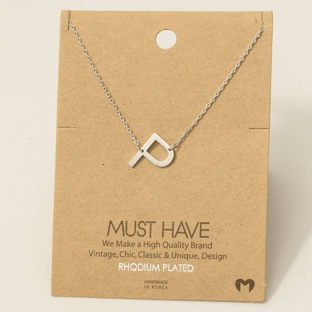Brushed Initial Pendant Necklace