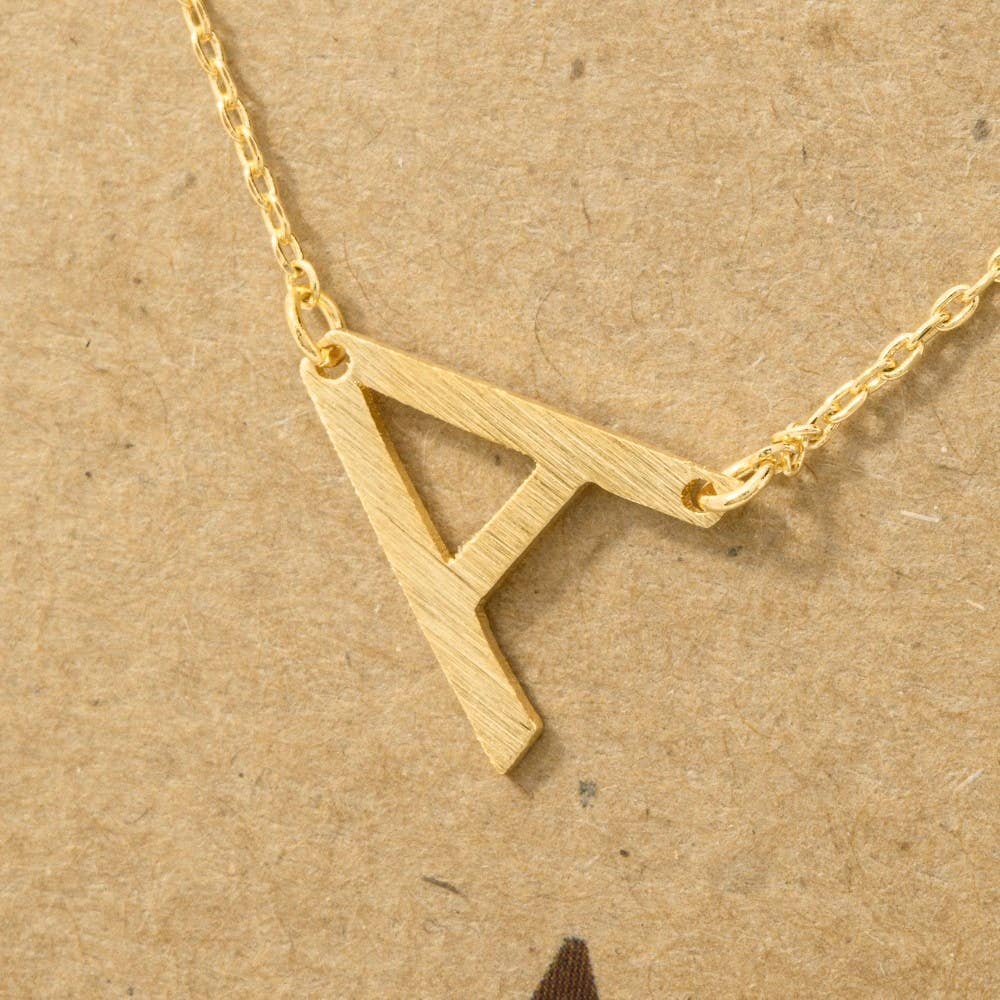 Brushed Initial Pendant Necklace