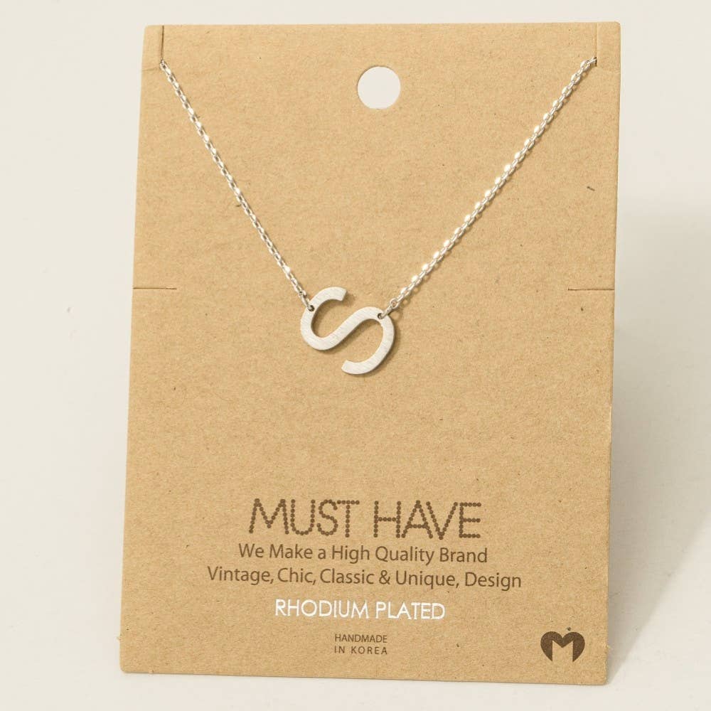 Brushed Initial Pendant Necklace