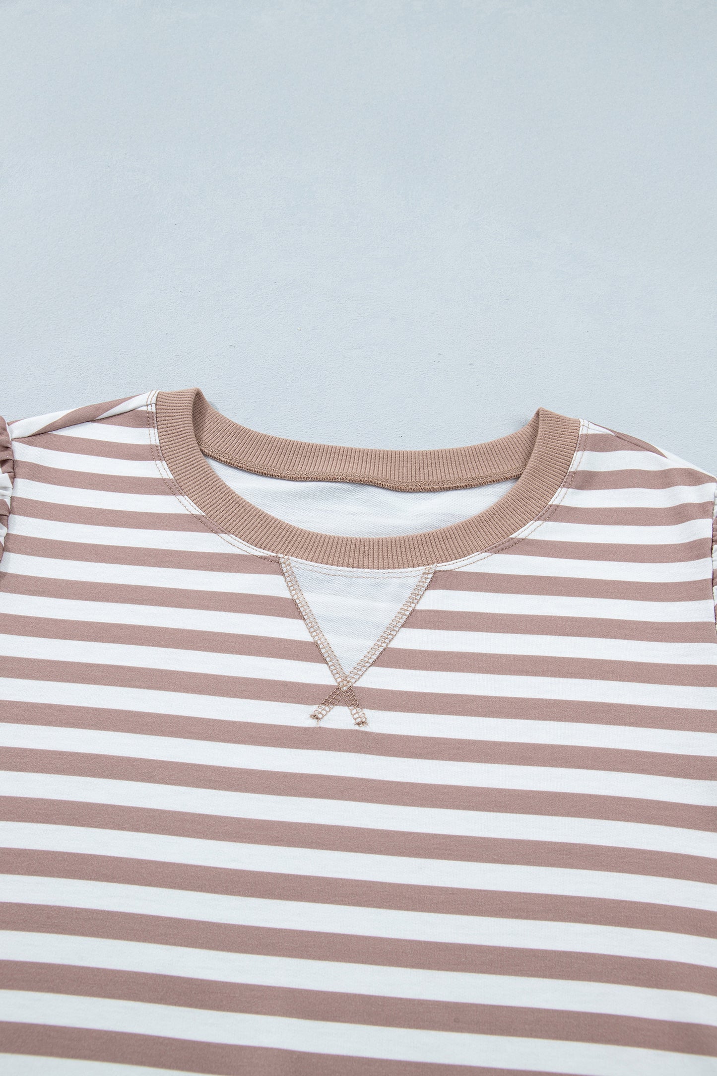Orange Stripe Puff Sleeve T-Shirt Plus Size
