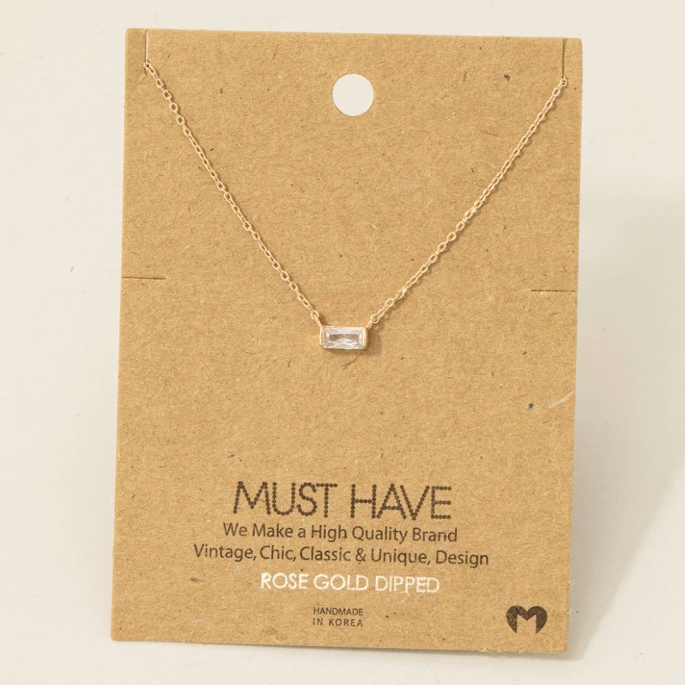 Mini Stud Rhinestone Pendant Necklace