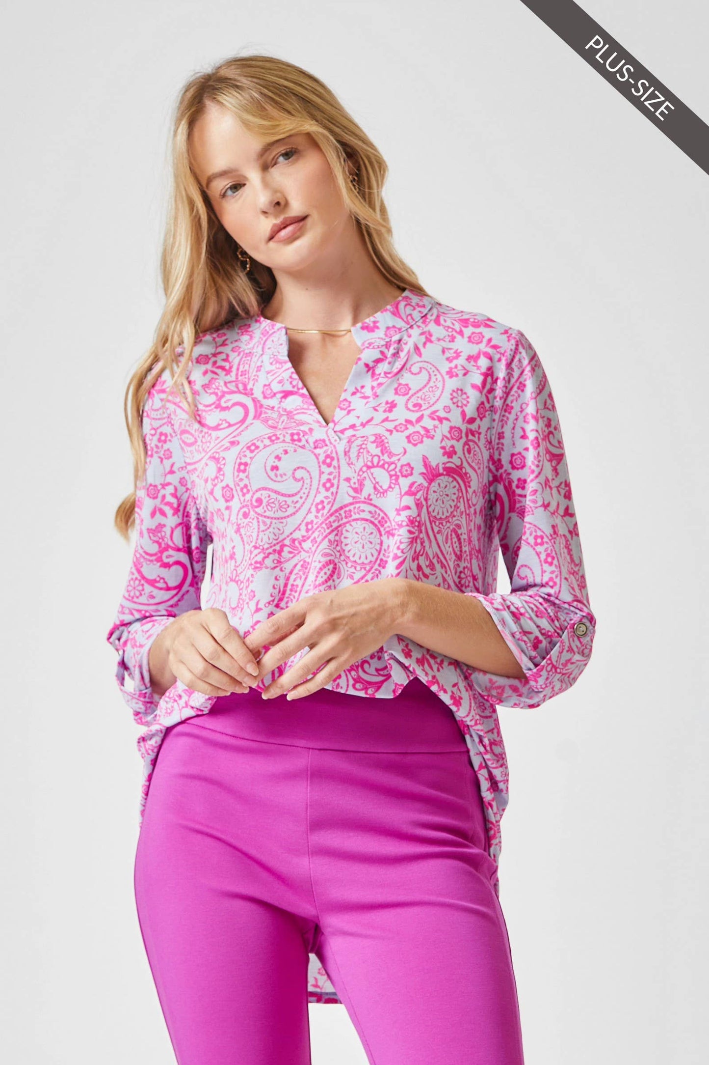 PLUS SIZE 3/4 Sleeve Printed LIZZY Top