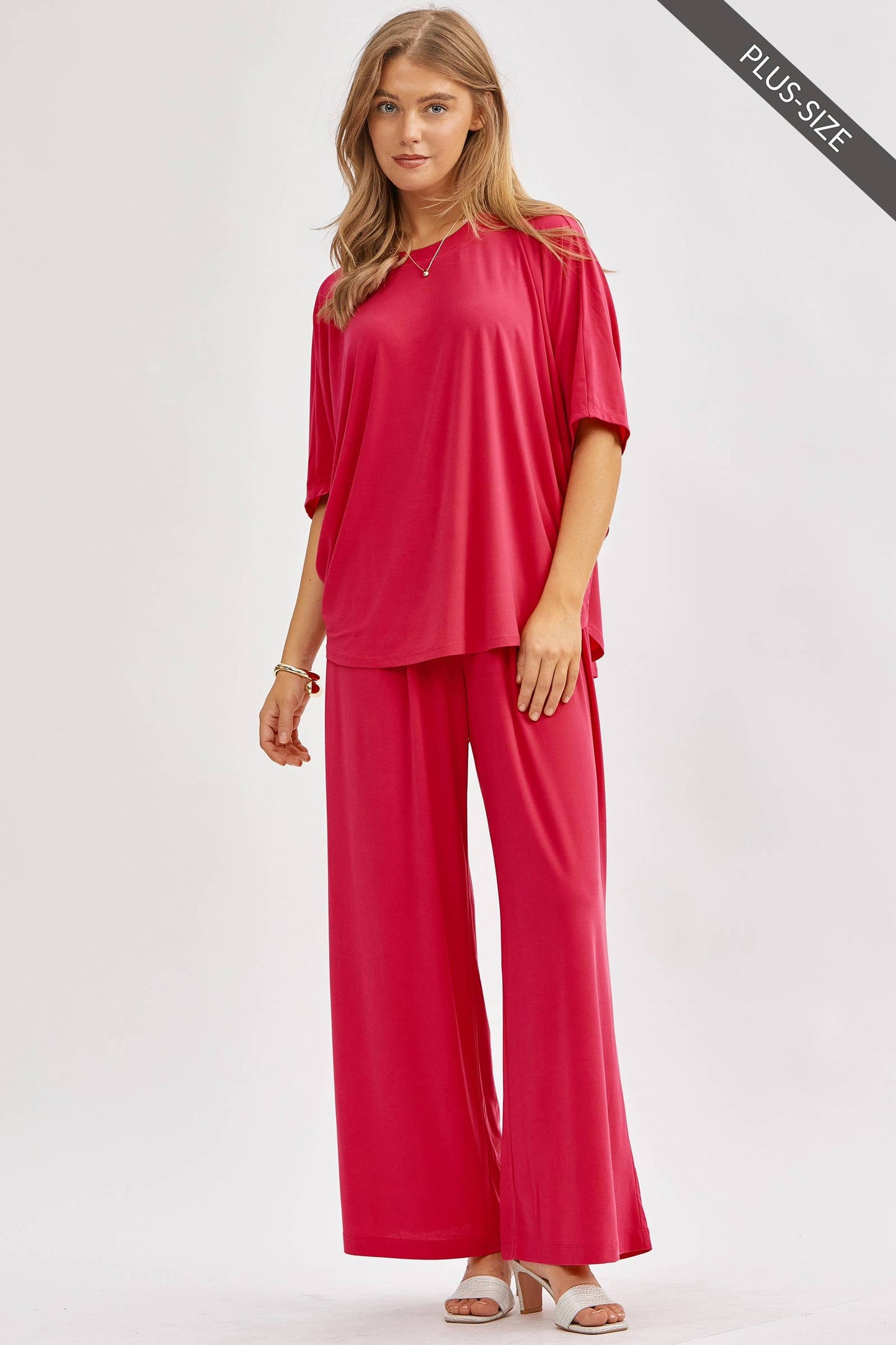 PLUS SIZE Flowy Top + Wide Leg Set TRVSET-COASTAL