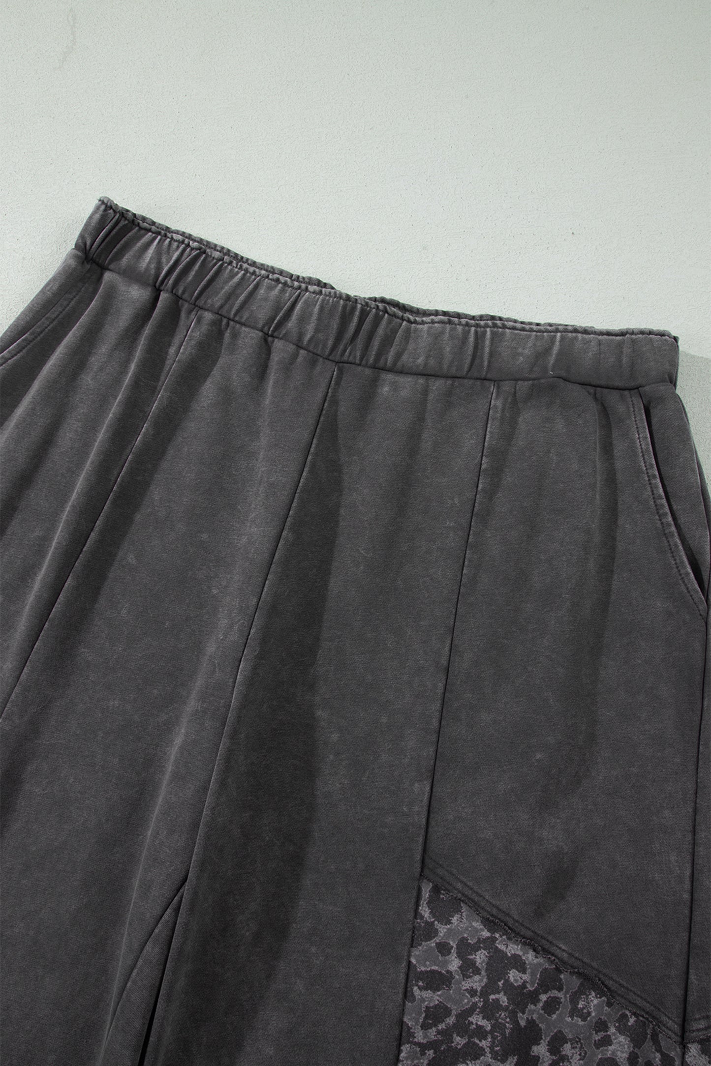 Leopard Patchwork Wash Wide Leg Pants Plus Size