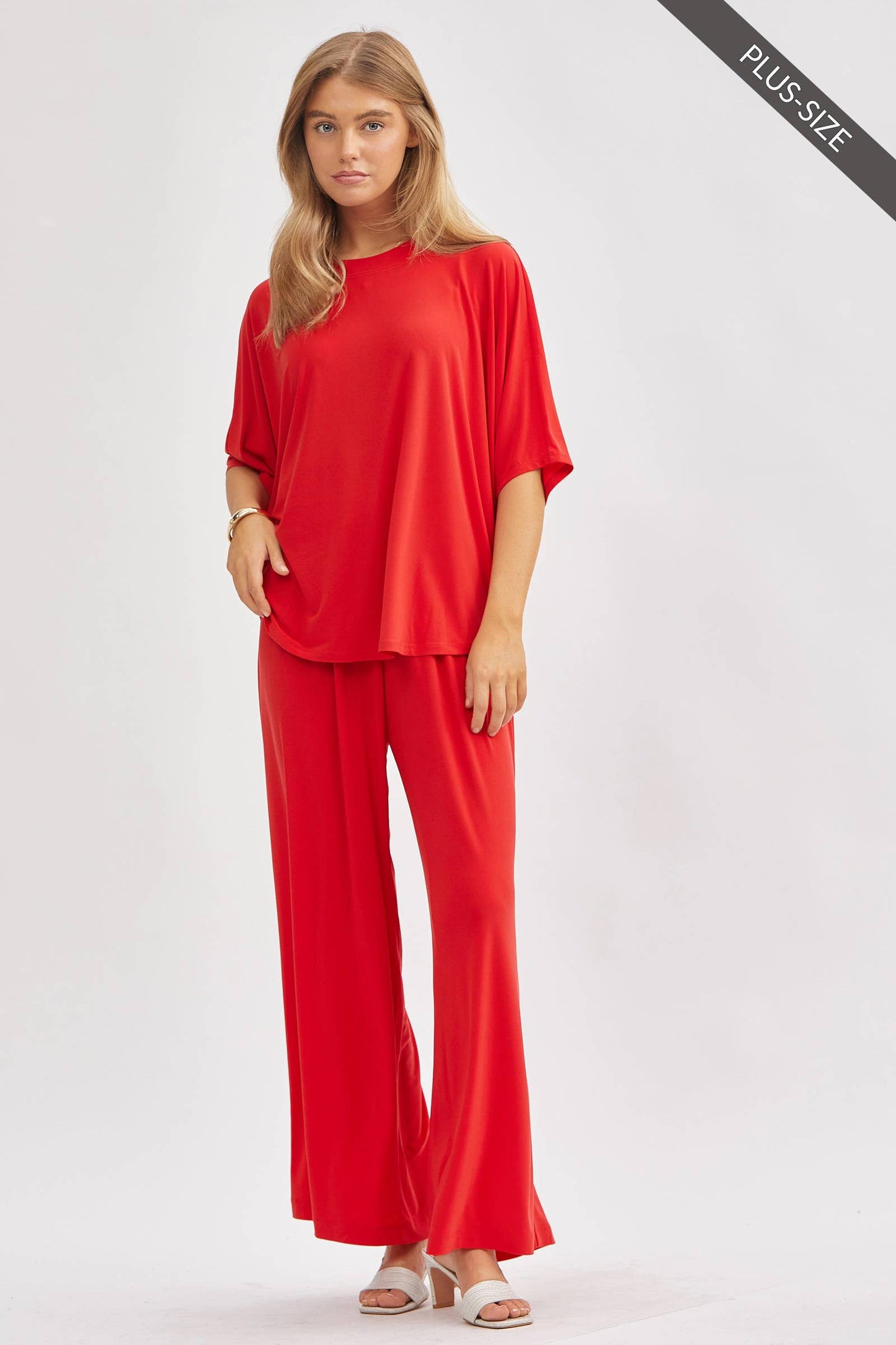 PLUS SIZE Flowy Top + Wide Leg Set TRVSET-COASTAL