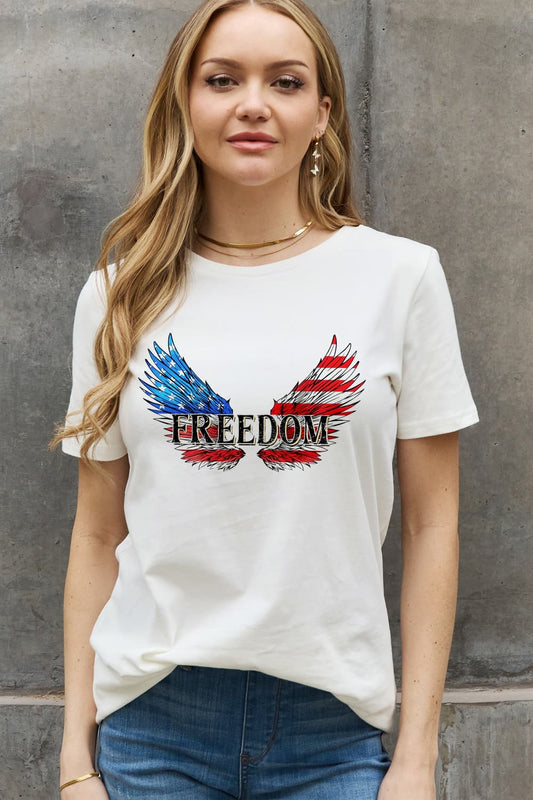 Simply Love Full Size FREEDOM Wing Graphic Cotton Tee