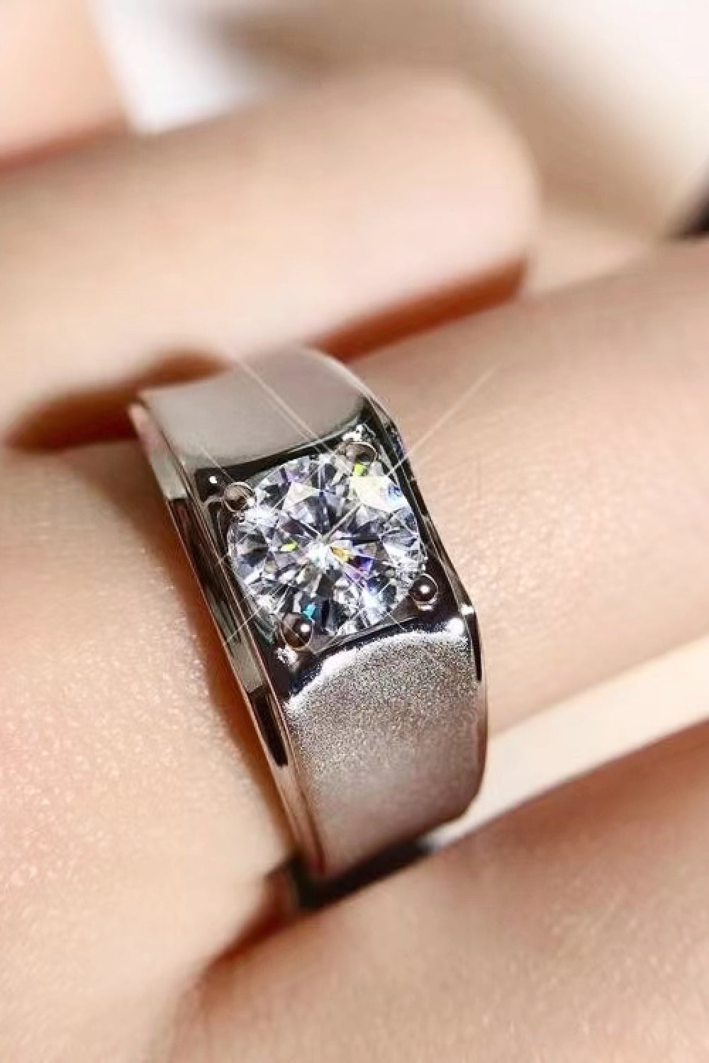 1 Carat Moissanite Wide Band Ring