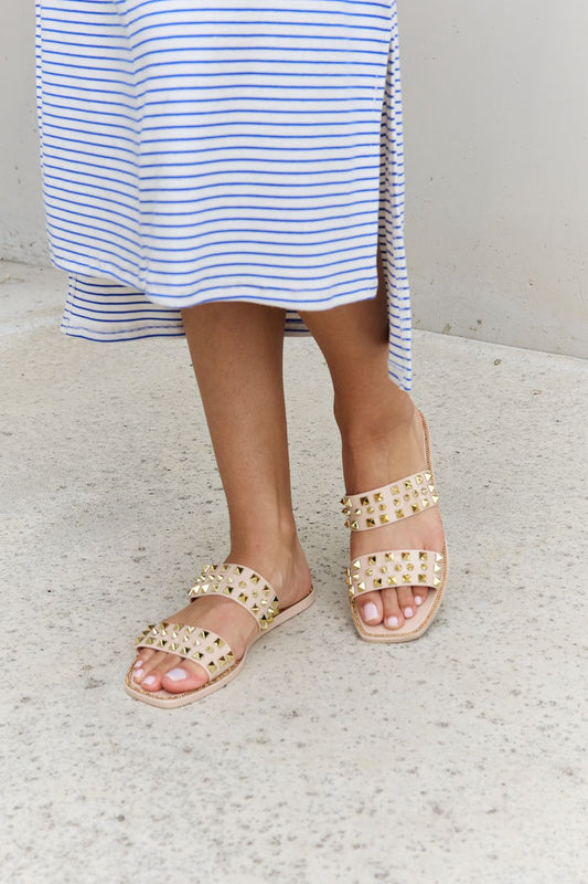 Forever Link Studded Double Strap Slide Jelly Sandal