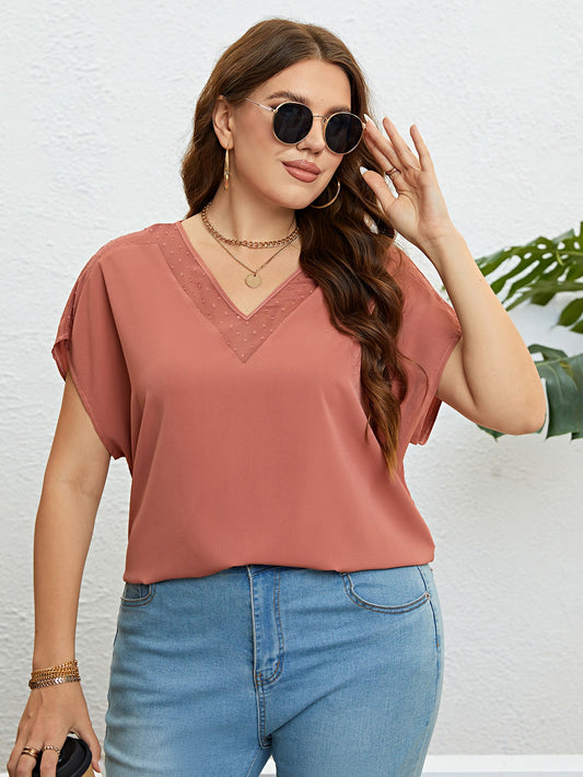 V-Neck Short Sleeve Blouse