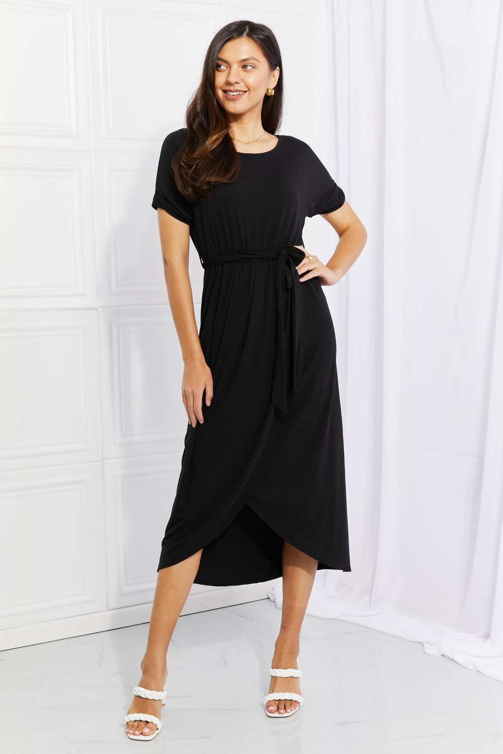 Zenana Full Size Right Here Tulip Hem Dress