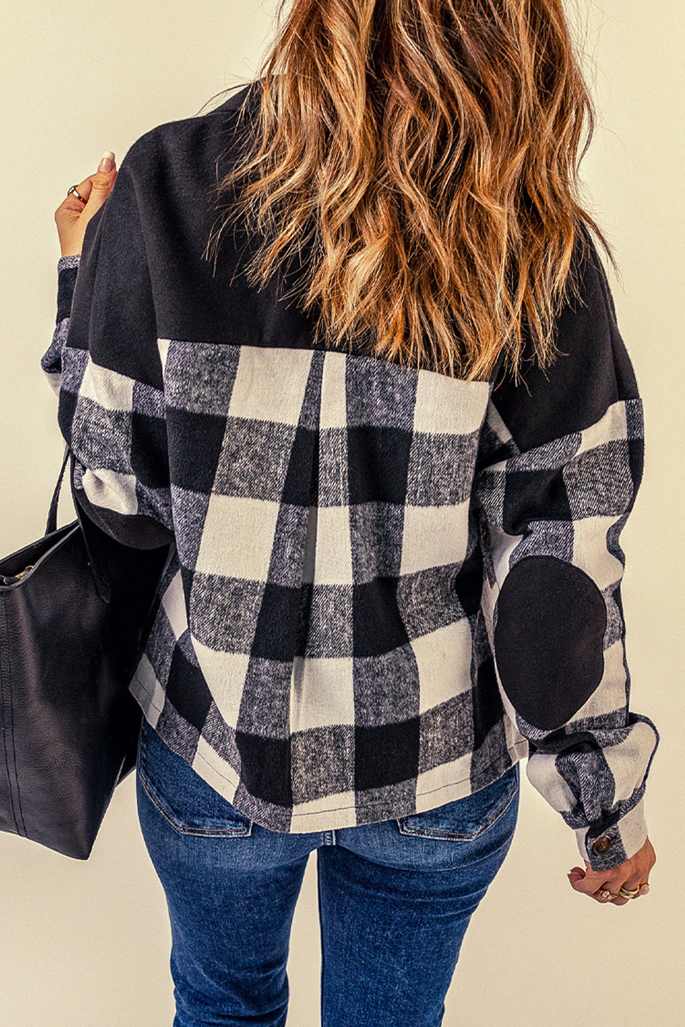 Plaid Button-Up Shirt Jacket with Pockets