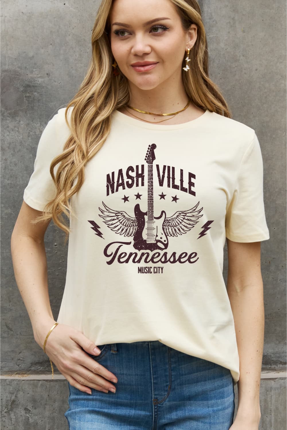 Simply Love Full Size NASHVILLE TENNESSEE MUSIC CITY Graphic Cotton Tee