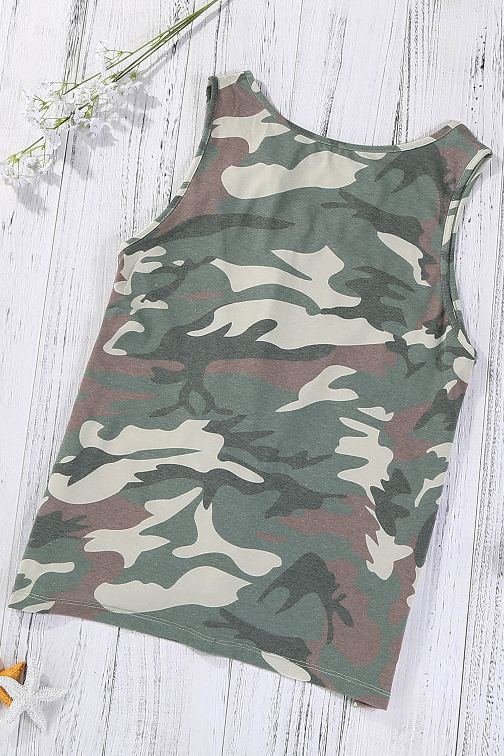 Camouflage Print Cutout Hem Detail Tank