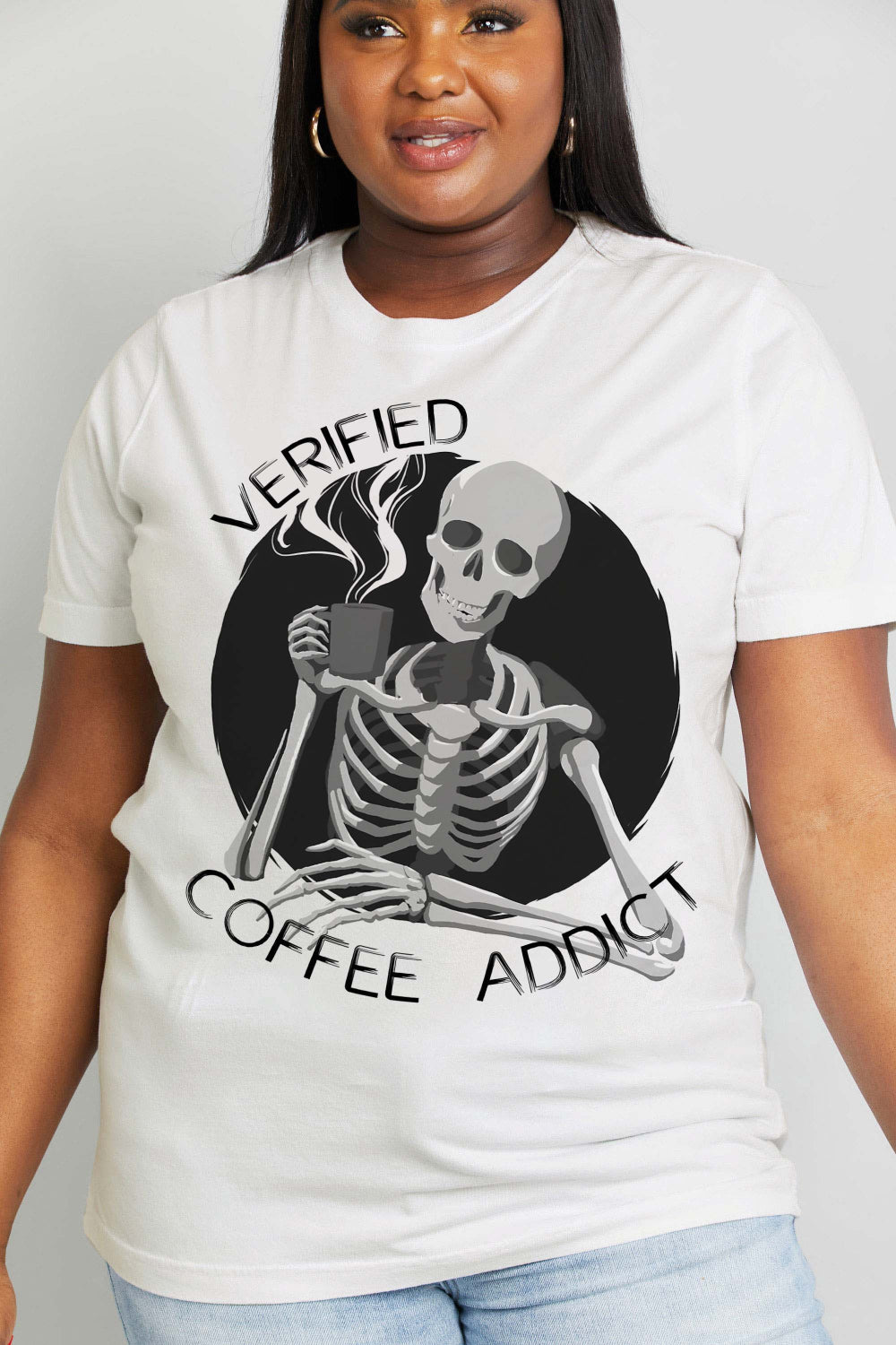 Simply Love Full Size VERIFIED COFFEE ADDICT Graphic Cotton Tee