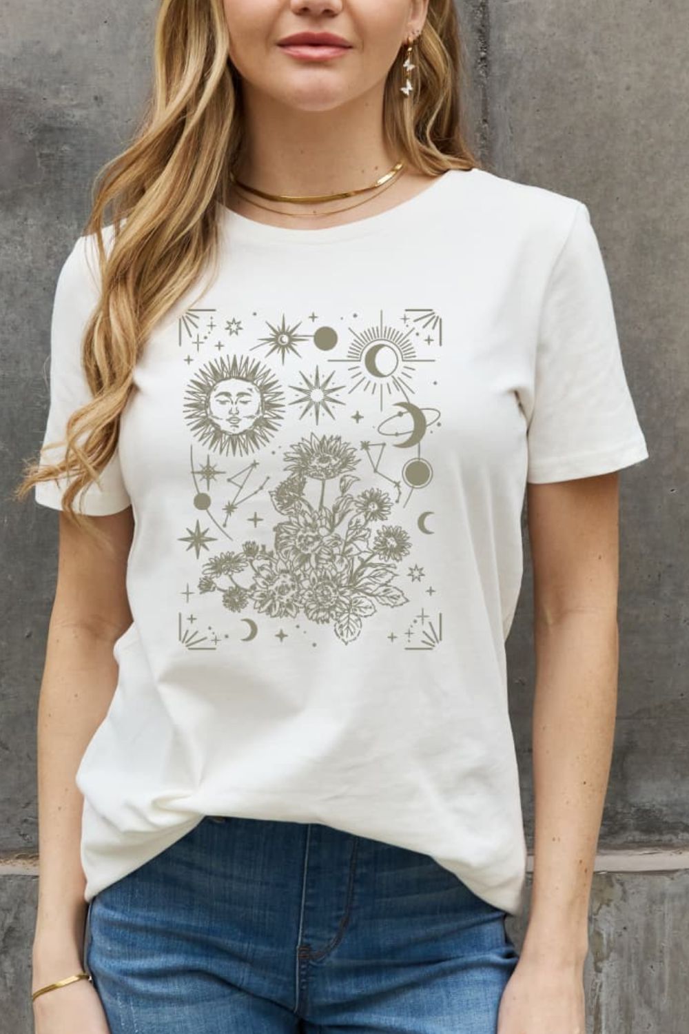 Simply Love Full Size Celestial Graphic Short Sleeve Cotton Tee