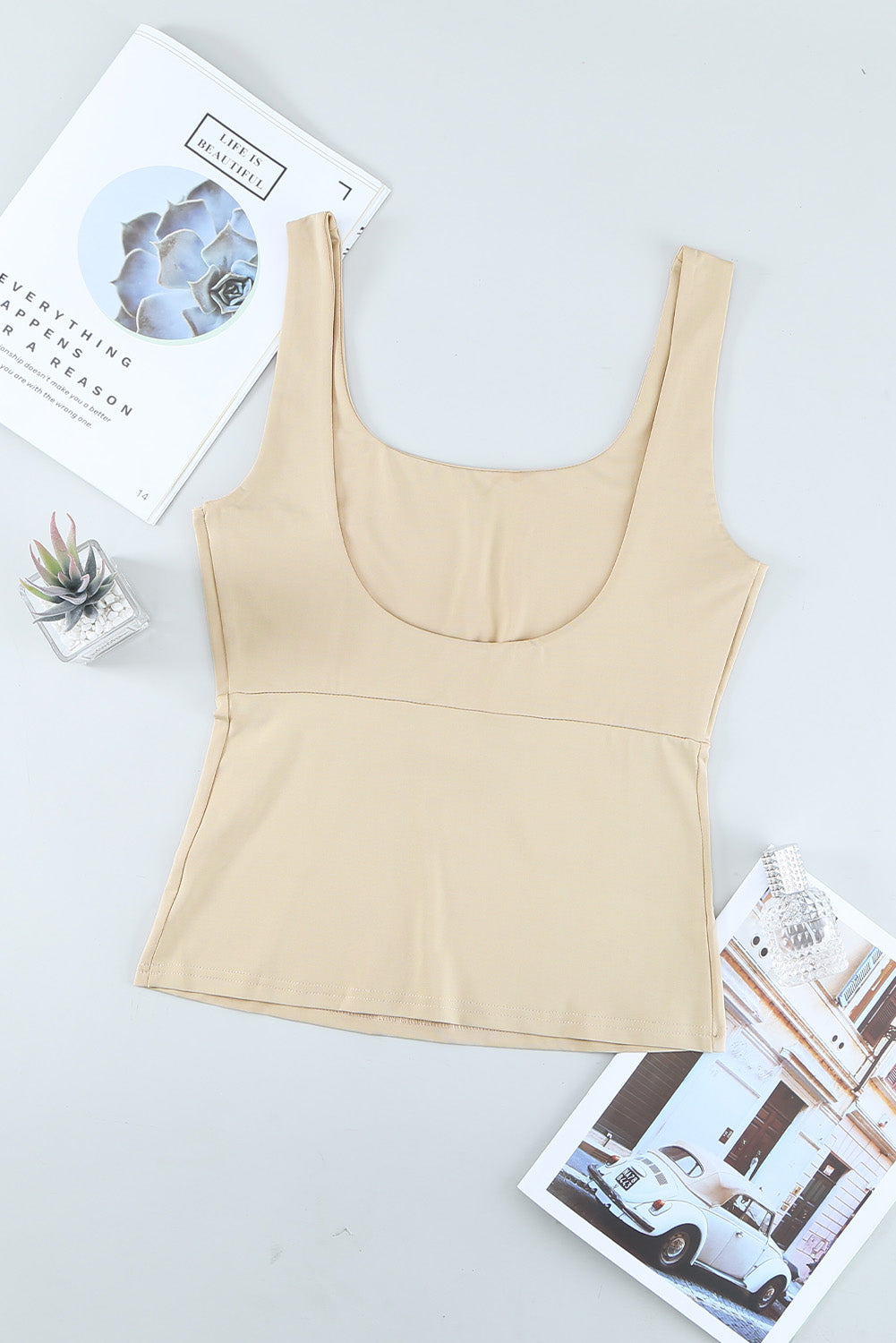 Heathered Cutout Scoop Neck Tank