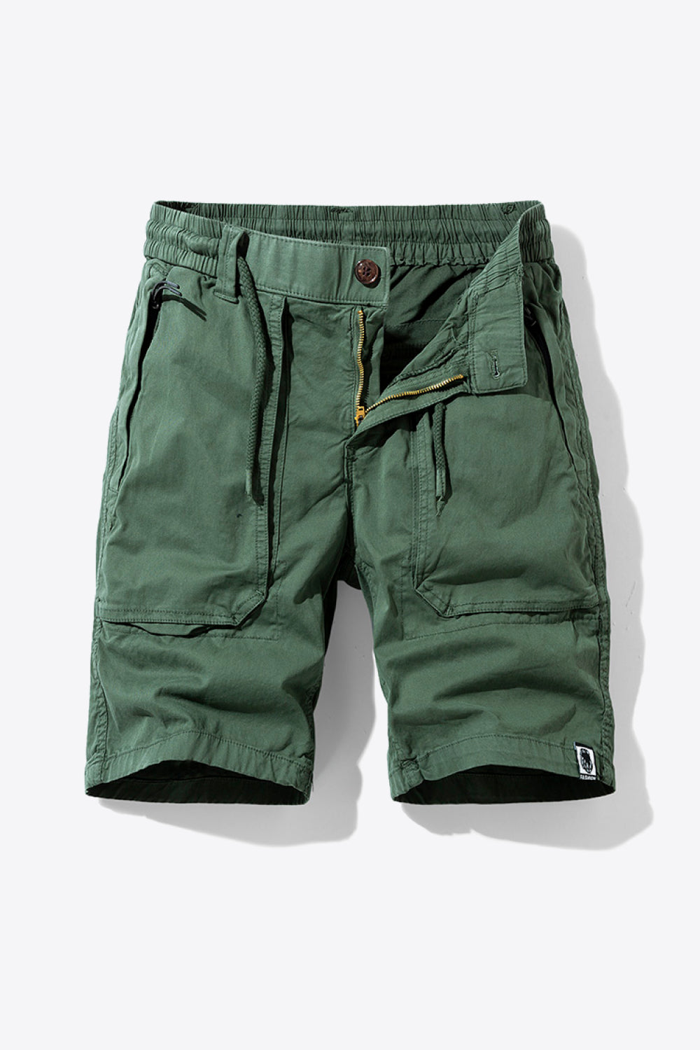 Drawstring Waist Button and Zipper Closure Cargo Shorts