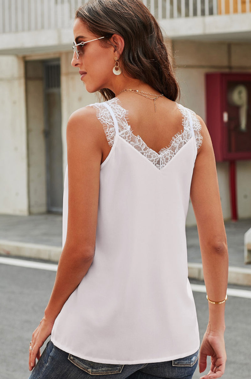 V-Neck Lace Tank Top