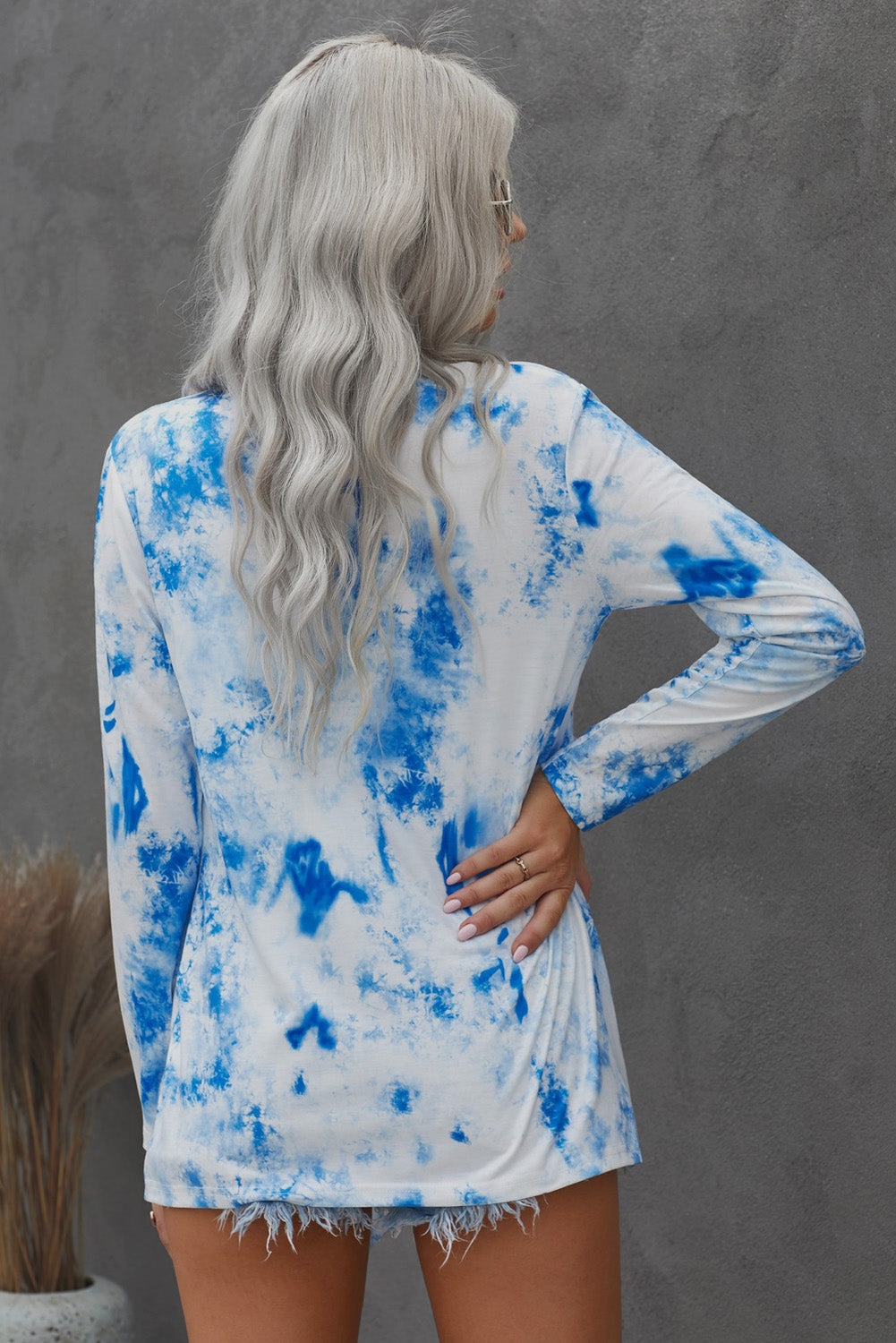 Tie-Dye Open Front Long Sleeve Cardigan