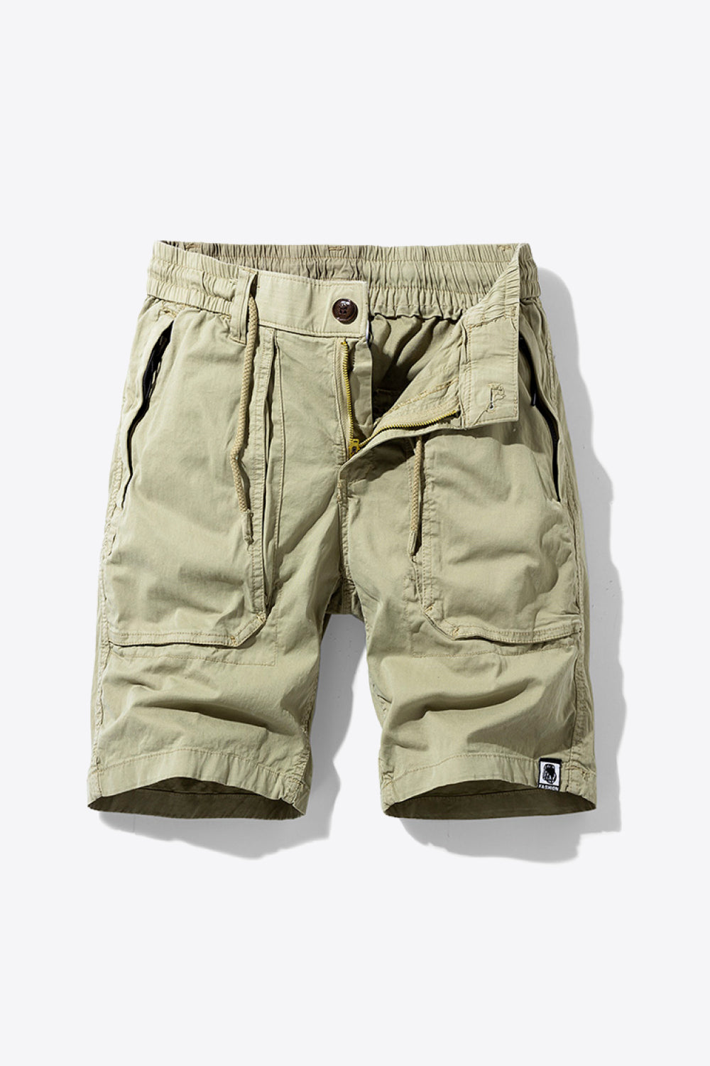 Drawstring Waist Button and Zipper Closure Cargo Shorts