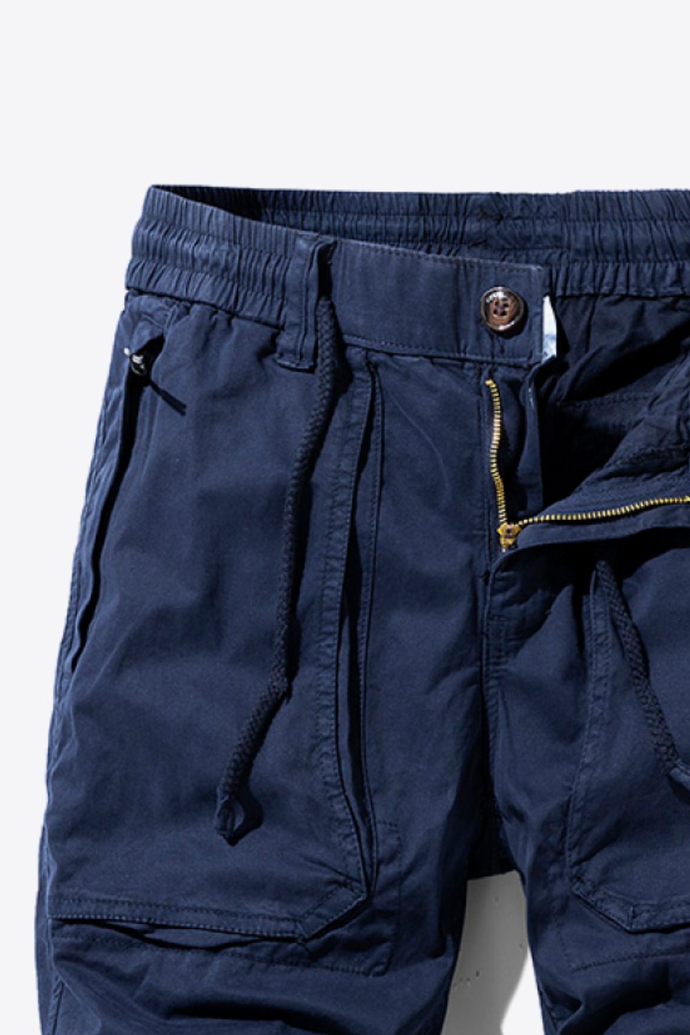 Drawstring Waist Button and Zipper Closure Cargo Shorts