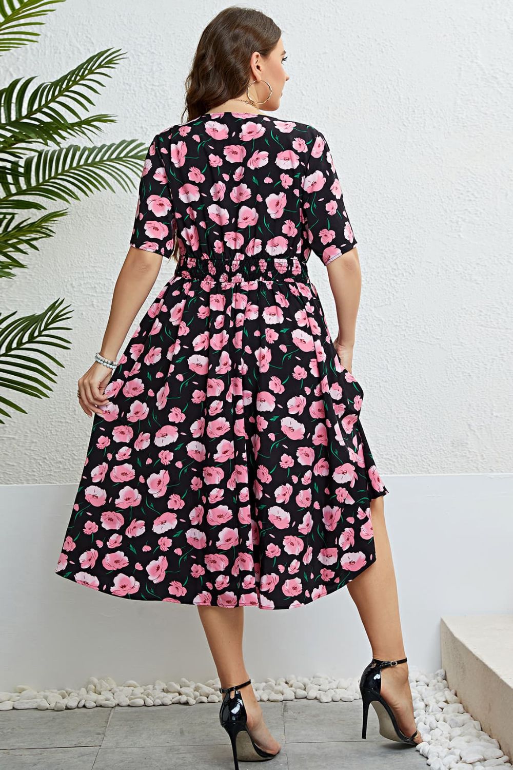 Floral Surplice Midi Dress