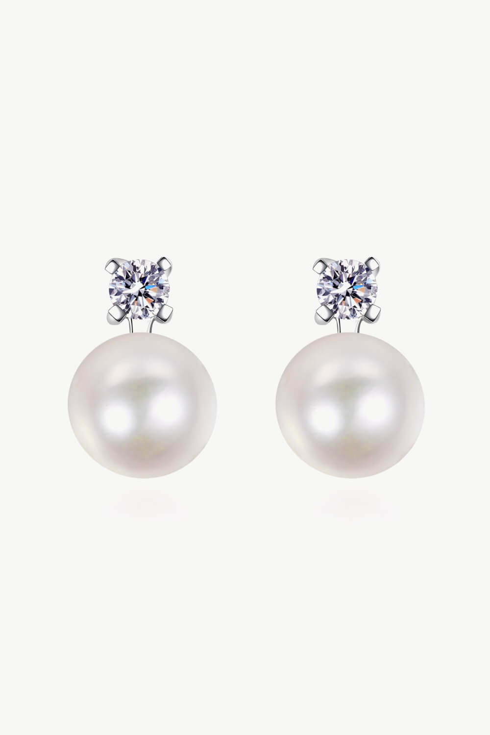 Moissanite Pearl Stud Earrings