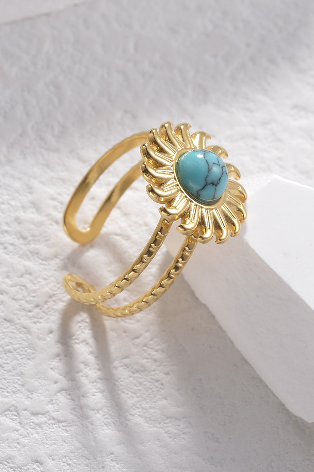 Turquoise Stainless Steel Open Ring