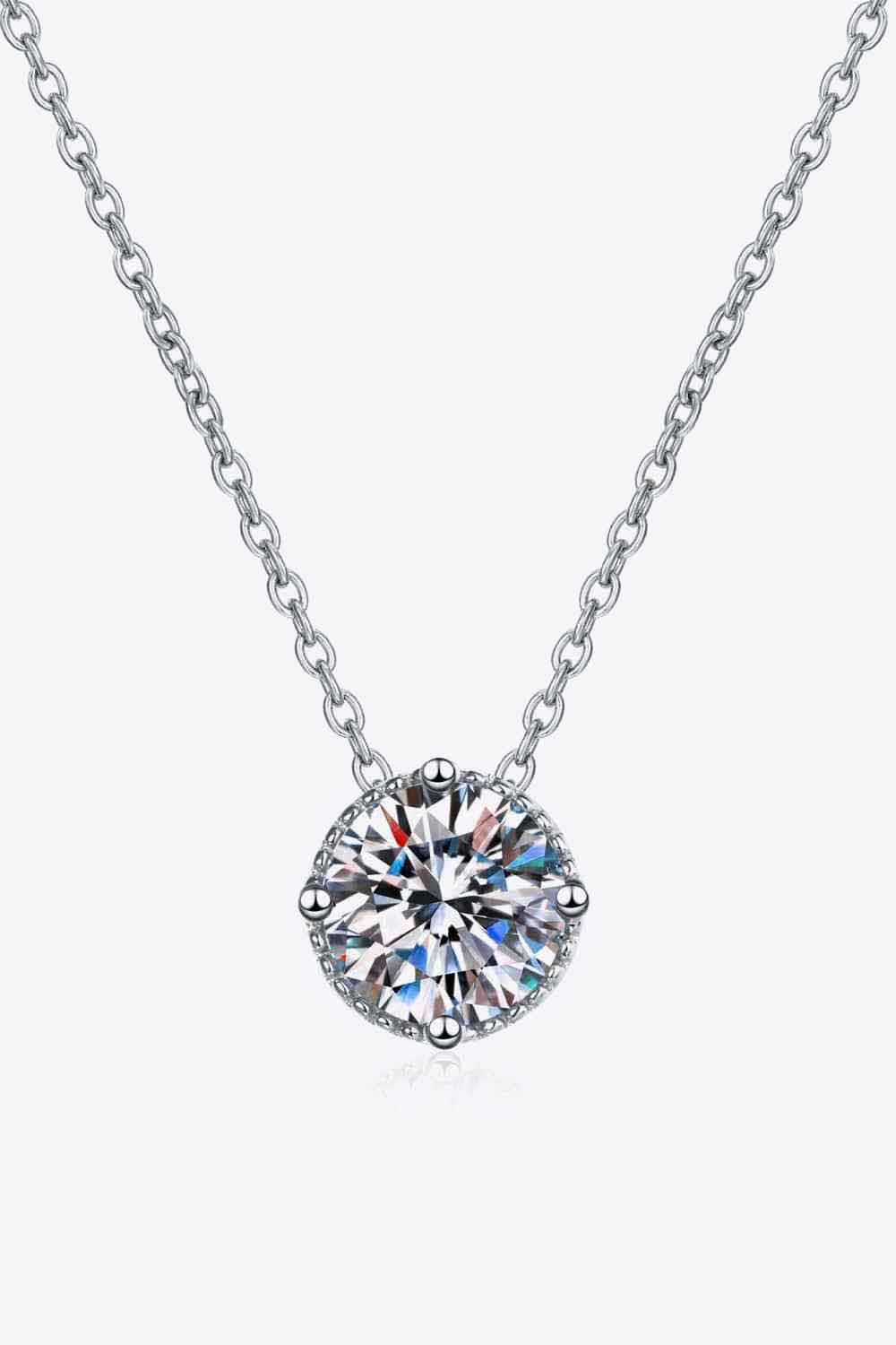 1 Carat Moissanite Round Pendant Necklace