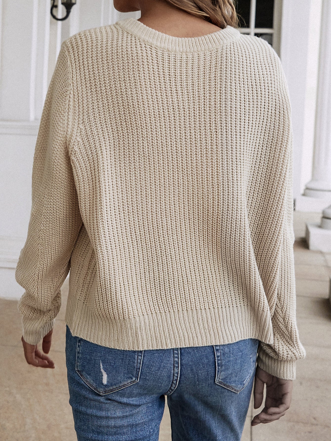 Button Down Rib-Knit Reversible Sweater