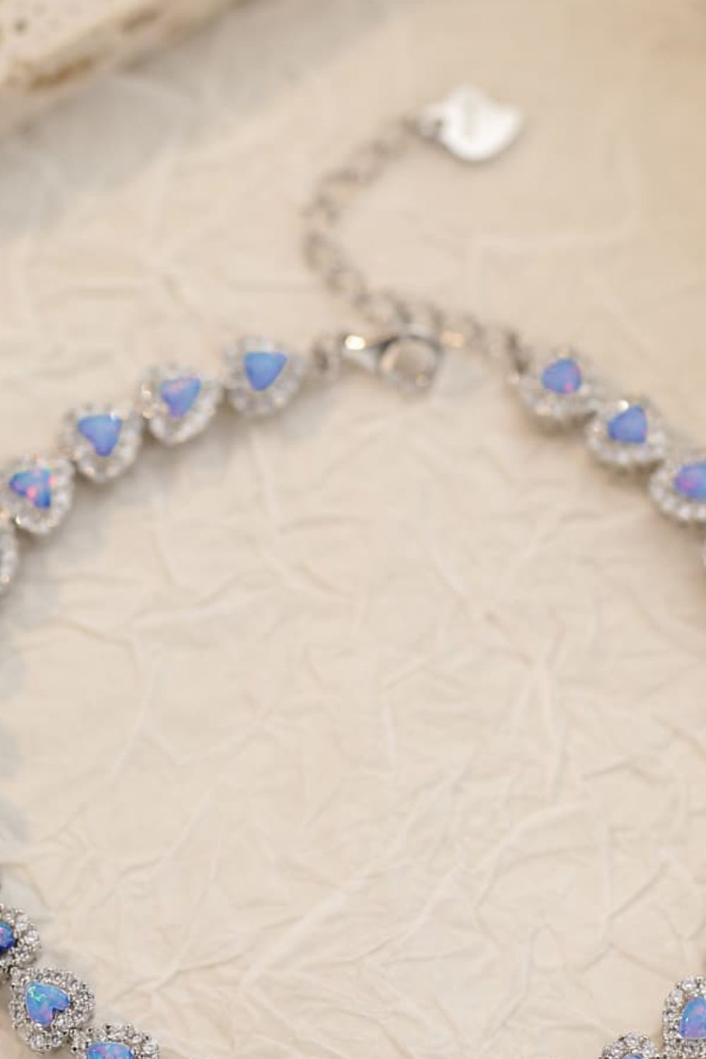 925 Sterling Silver Opal Heart Bracelet