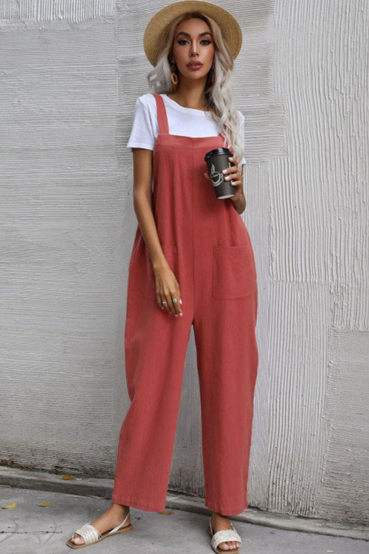 Wide Leg Overalls with Front Pockets