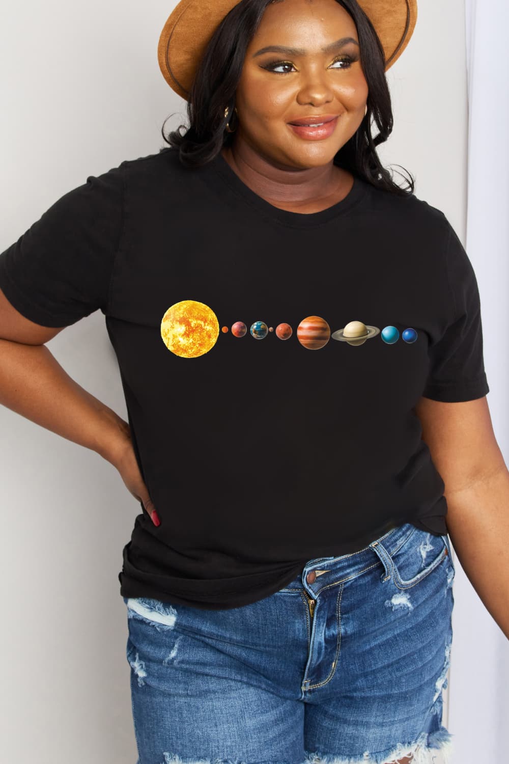 Simply Love Full Size Solar System Graphic Cotton Tee