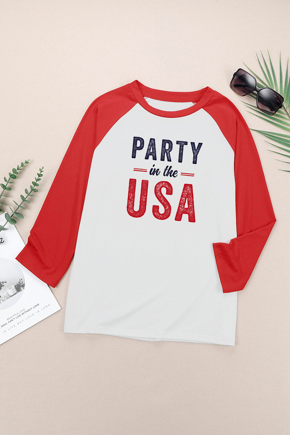 PARTY IN THE USA Graphic Raglan Sleeve Tee