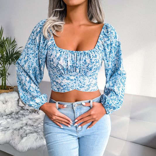 Ditsy Floral Crisscross Cropped Top