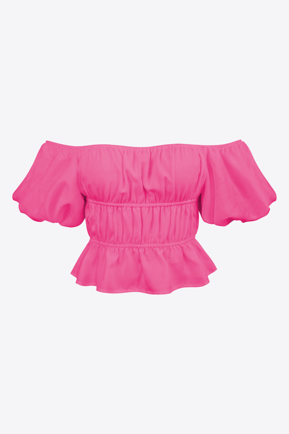 Square Neck Balloon Sleeve Cropped Blouse