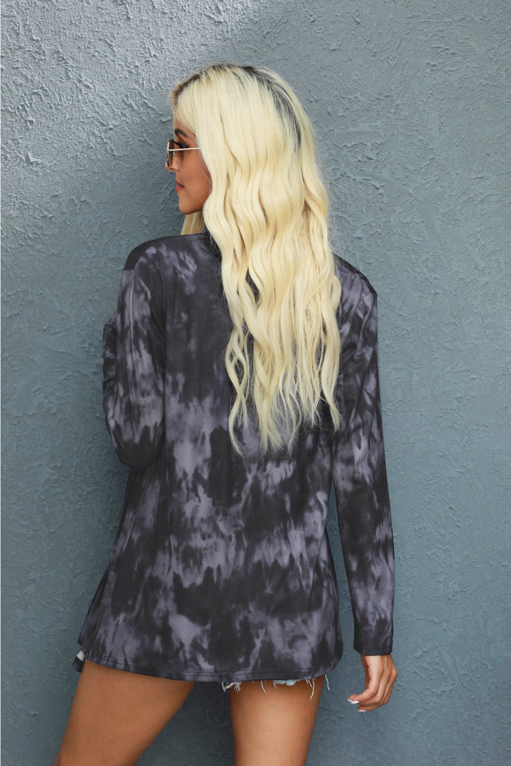 Tie-Dye Open Front Long Sleeve Cardigan