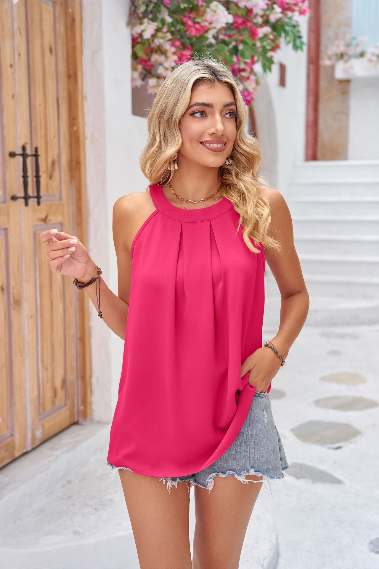 Grecian Neck Sleeveless Top