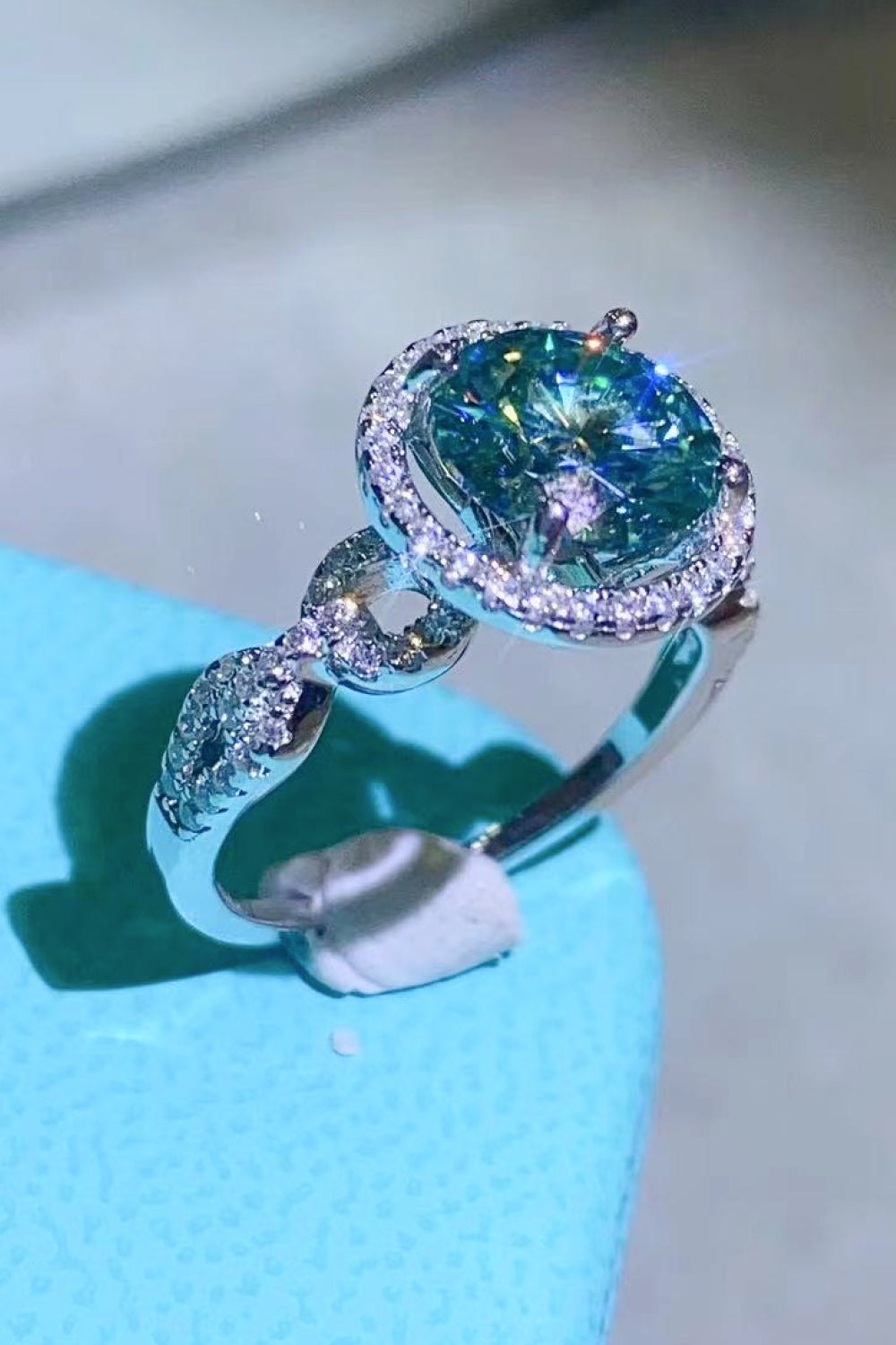 2 Carat Moissanite Emerald Green Ring