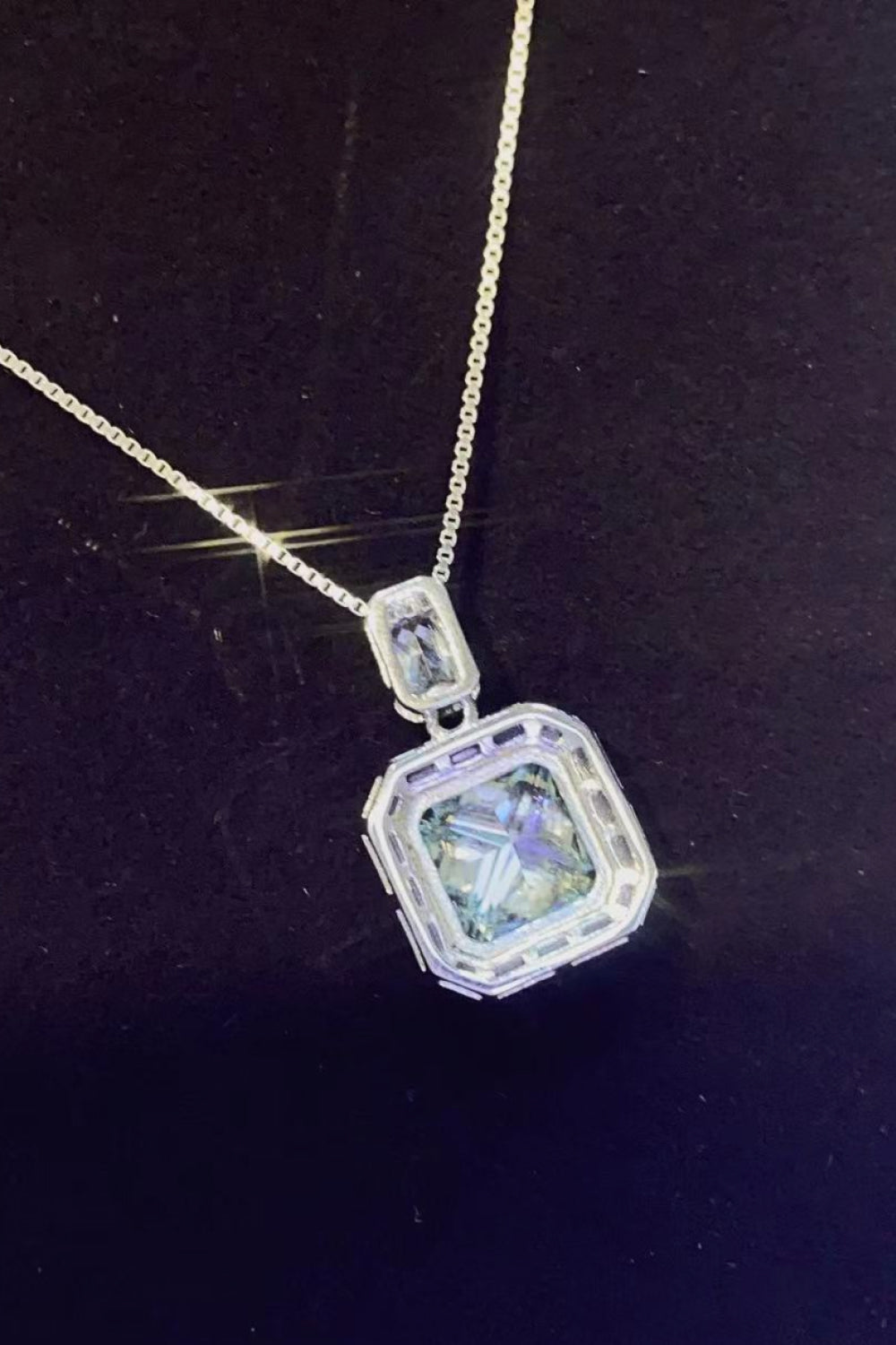 2 Carat Moissanite Square Pendant Necklace