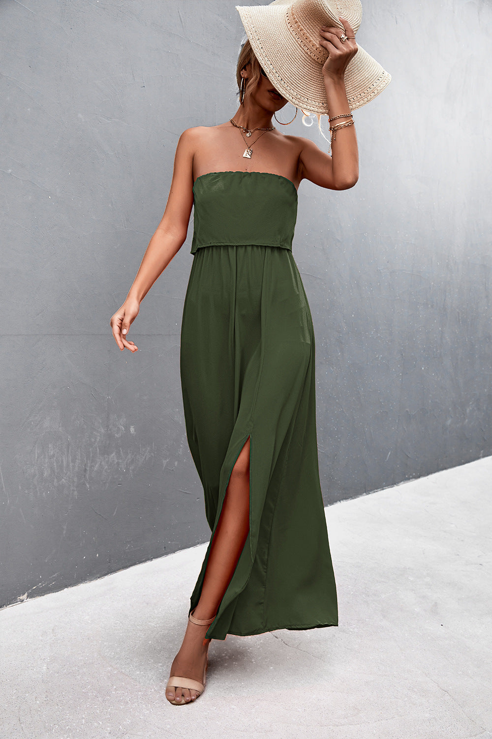 Strapless Split Maxi Dress