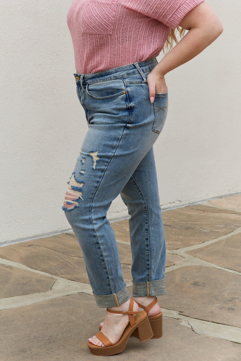 Judy Blue Macy Full Size Mid Rise Boyfriend Jeans